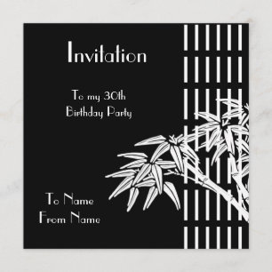 Invitation Bambou Noir Blanc Asiatique