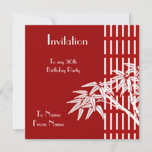 Invitation Bambou Rouge Blanc Asiatique