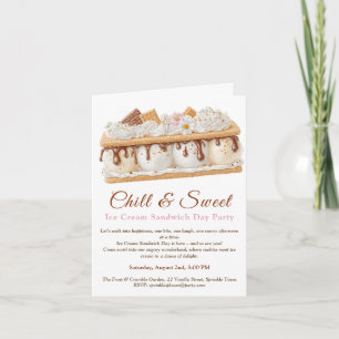 Invitation Banana Crème de glace Sandwich Day Aquarelle