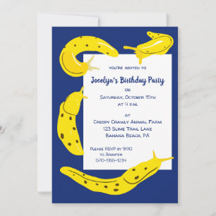 Invitation Banana Slugs Jaune et Bleu Personnalisé Anniversai