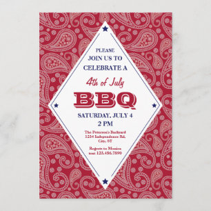 Invitation Bandana Motif 4 juillet BBQ