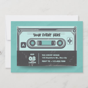 Invitation Bande de cassette vintage vert noir