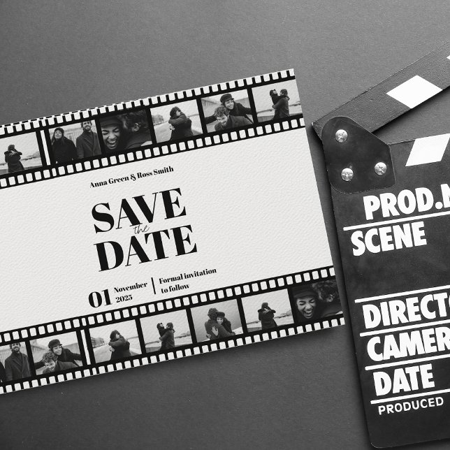 Invitation Bande de film Collage de photos drôles Save The Da (Créateur téléchargé)