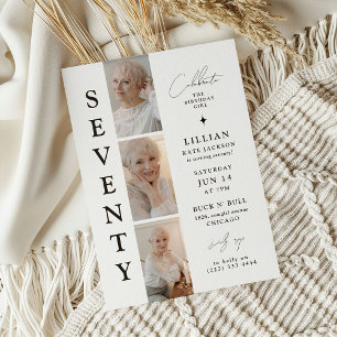 Invitation Bande de photos élégante SOIXANTE-DIX pour 70e ann