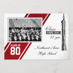 Invitation Bande de Varsity rouge avec réunion de classe phot