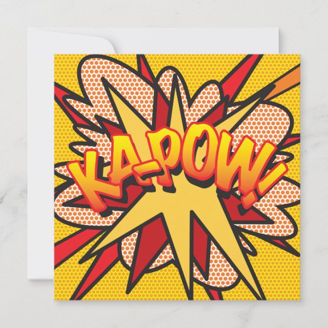 Invitation Bande dessinée colorée moderne KAPOW (Devant)