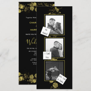 Invitation Bande photo artistique moderne Black Gold