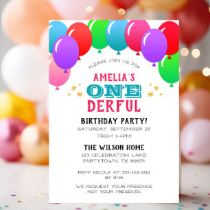 Invitation Banderole de ballon de premier anniversaire mervei