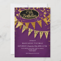 Banderole de fanions en confettis violet or pour a