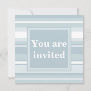 Invitation Bandes bleu glace monogramme