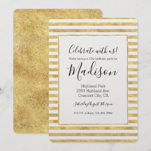 Invitation Bandes brillantes d'or