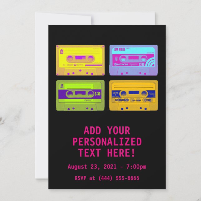 Invitation Bandes de cassettes Pop Art Retro 80s (Devant)