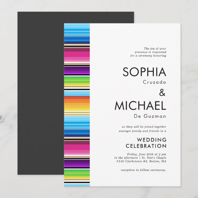 Invitation Bandes de ressort de série | Mariage Inviter Grey  (Devant / Derrière)