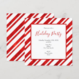 Invitation Bandes de Sucre de canne d'aquarelle rouge