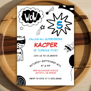 Invitation Bandes dessinées de super-héros dessinées à la mai
