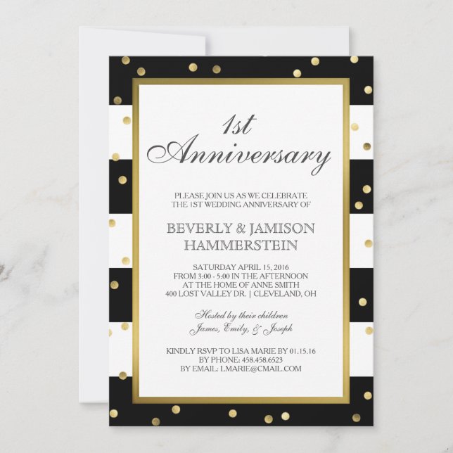 Invitation Bandes étincelantes | 1er anniversaire Mariage (Devant)