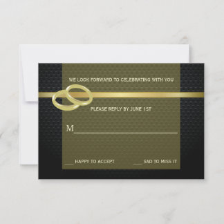 Invitation Bandes Gold Reply Card