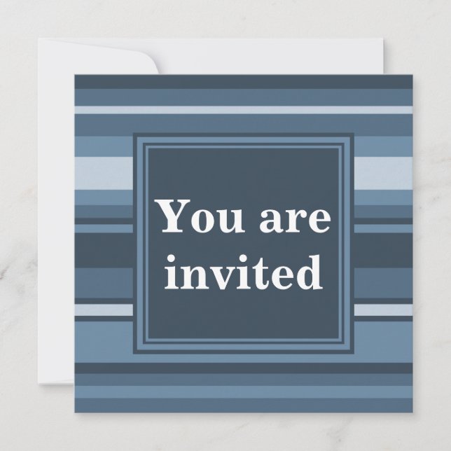 Invitation Bandes gris monogramme (Devant)