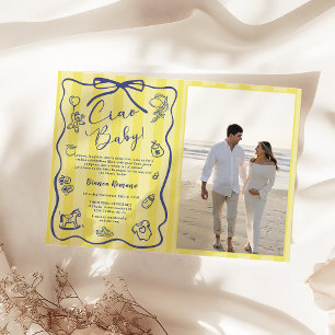 Invitation Bandes jaunes Italien Ciao Baby Shower Photo