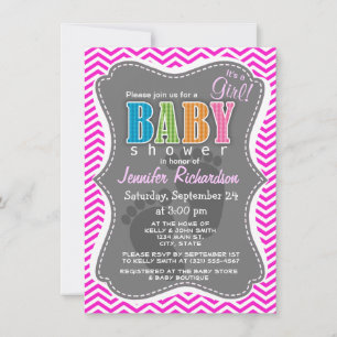 Invitation Bandes magenta Chevron Hot