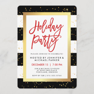 Invitation Bandes noires et blanches avec or Fête
