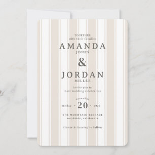 Invitation Bandes verticales beige élégantes