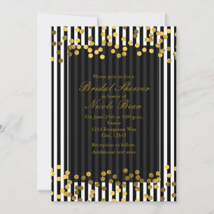 Invitation Bandes Verticales noires et blanches Dots Faux D'H
