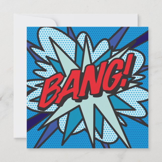 Invitation Bang de bande dessinée colorée et amusante moderne (Devant)