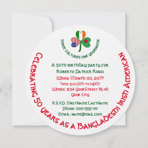 Invitation Bangladais Irlandais USA Trèfle Personnel Annivers