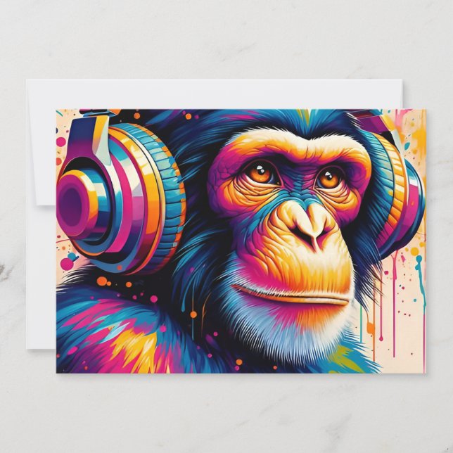 Invitation Banksy DJ Monkey Gorilla Chimp (Devant)
