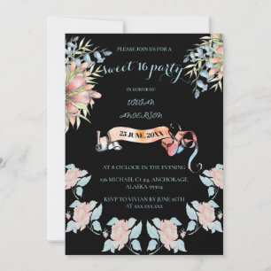 Invitation Bannière à voie rose pâle et laiteuse florale douc