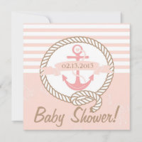 Bannière Ancre rose Baby shower nautique Invitatio