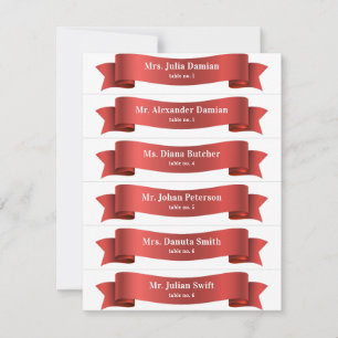 Invitation Bannière de ruban en soie rouge simple Mariage Car