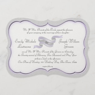 Invitation Bannière et coquilles en argent et en lavande