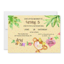 Bannière Fille Singe Turner 5 fête d'anniversaire