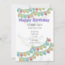 Invitation Bannière joyeuse de Pennant Anniversaire