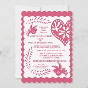 Invitation Bannière Mariage Papado Picado Rose Blue Fiesta
