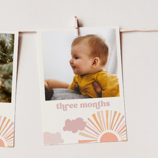 Invitation Bannière mensuelle du soleil de fille - Trois mois (Créateur téléchargé)