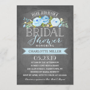 Invitation Bannière Rose Envoi d'une douche nuptiale Bleu
