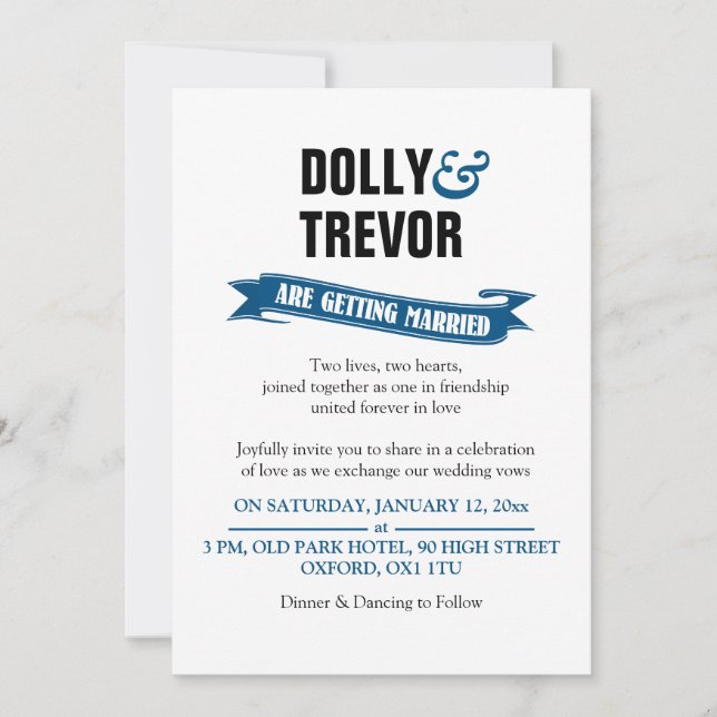 Invitation Bannière ruban PixDezines/bleu (Devant)