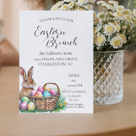 Invitation Banny en panier avec oeufs Brunch de Pâques