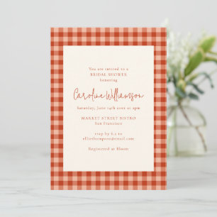 Invitation Baño de mariage Bohème Terracotta Gingham Carreaux