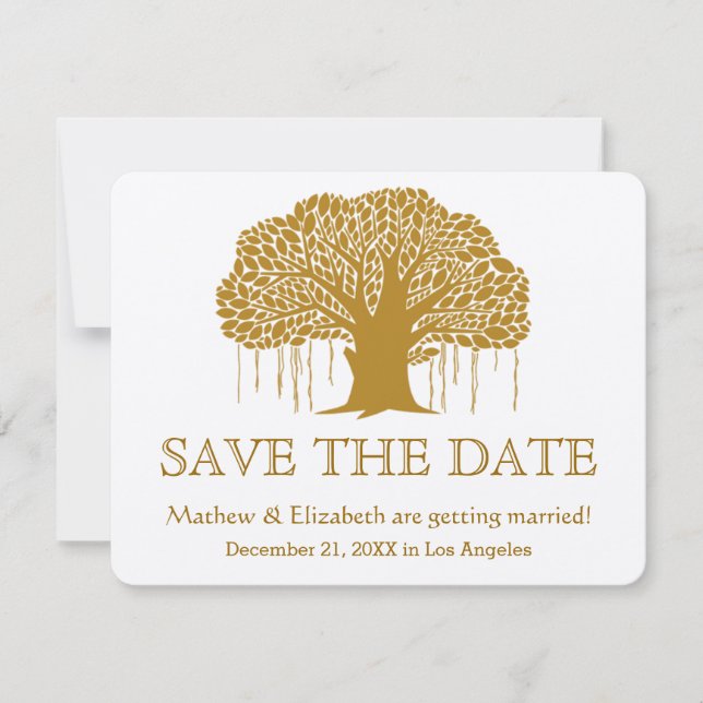 Invitation Banyan Tree Rustic Outdoor Wedding Sauvez La Date (Devant)