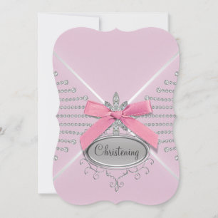 Invitation Baptême Arc en Diamant Rose