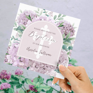 Invitation Baptême Arc Hydrangea