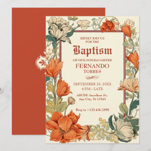Invitation Baptême artistique floral