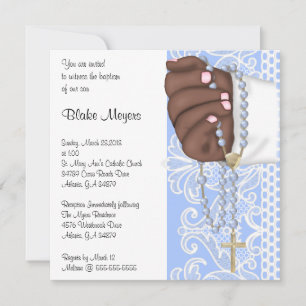 Invitation Baptême/Baptême Bleu Élégant