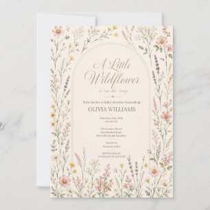 Invitation Baptême Bébé Bohème Fleur de Sauvage Aquarelle