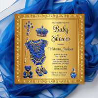 Baptême Bébé Prince Bleu Royal Or Royal