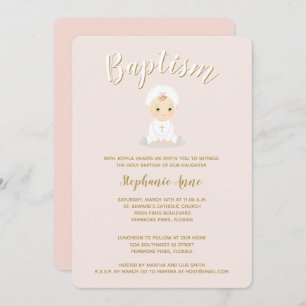 Invitation Baptême Bébée avec Bonnet